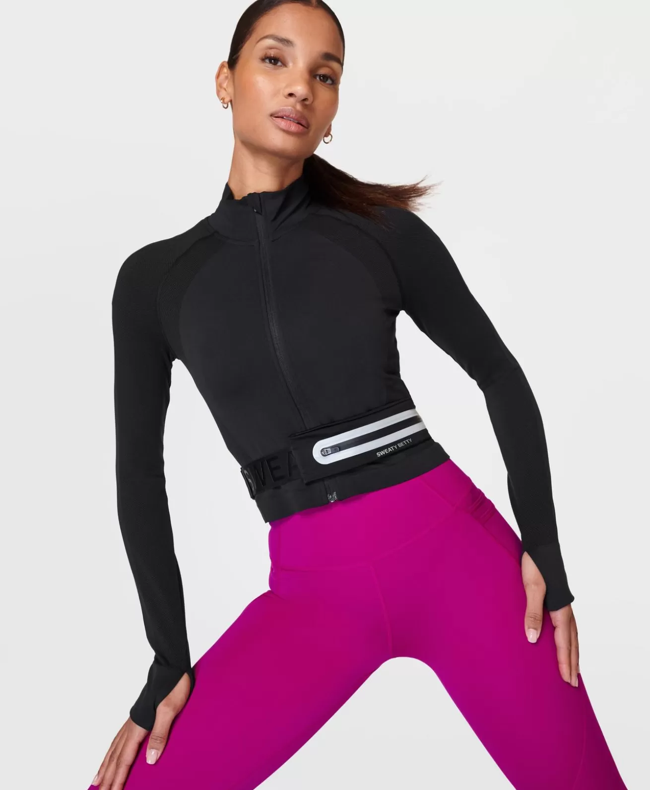 Sweaty Betty Athlete Crop Seamless Workout Zip Up- Sweatshirts + Hoodies