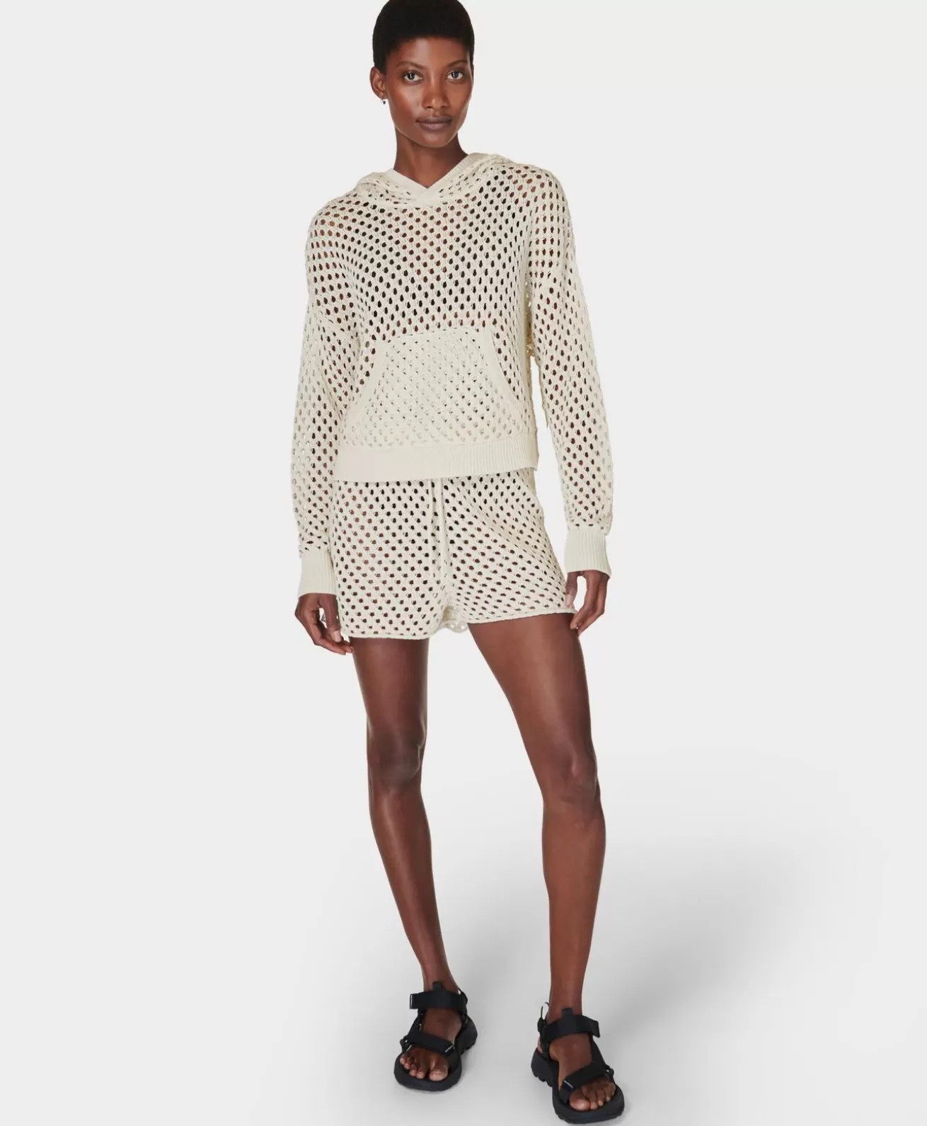 Sweaty Betty Beachside Crochet Hoody- Sweaters