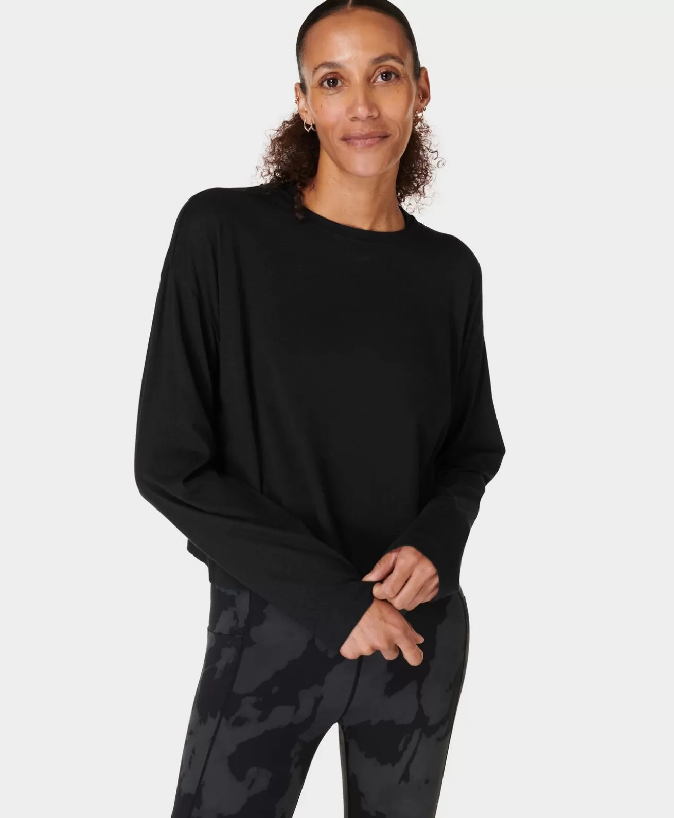 Sweaty Betty Essential Crop Long Sleeve Tee- Long Sleeve Tops | T-Shirts