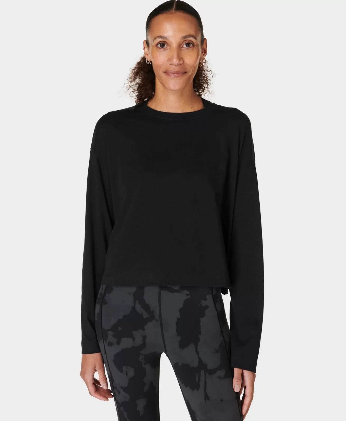 Sweaty Betty Essential Crop Long Sleeve Tee- Long Sleeve Tops | T-Shirts