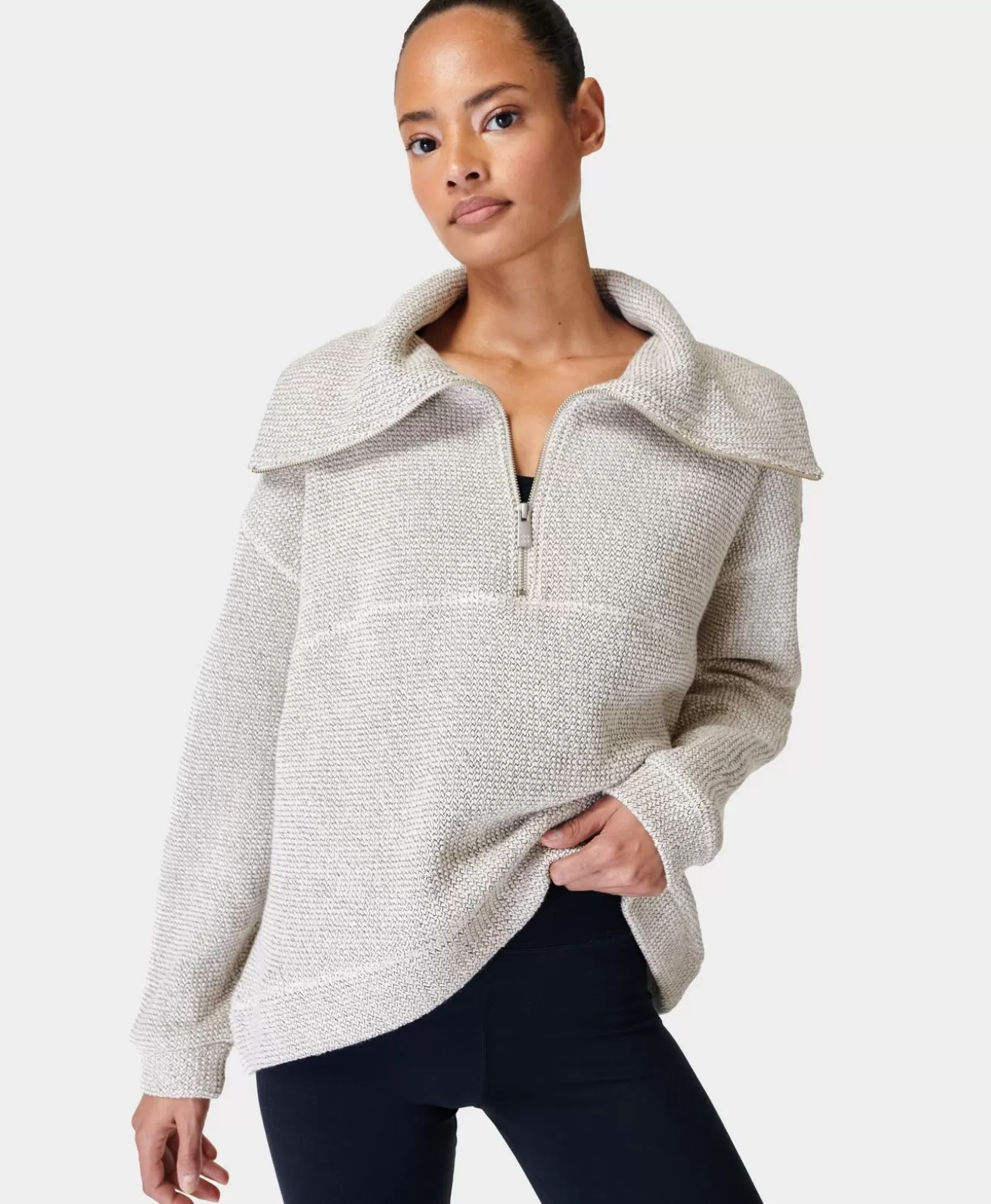 Sweaty Betty Restful Boucle Half Zip Sweatshirt- Sweatshirts + Hoodies