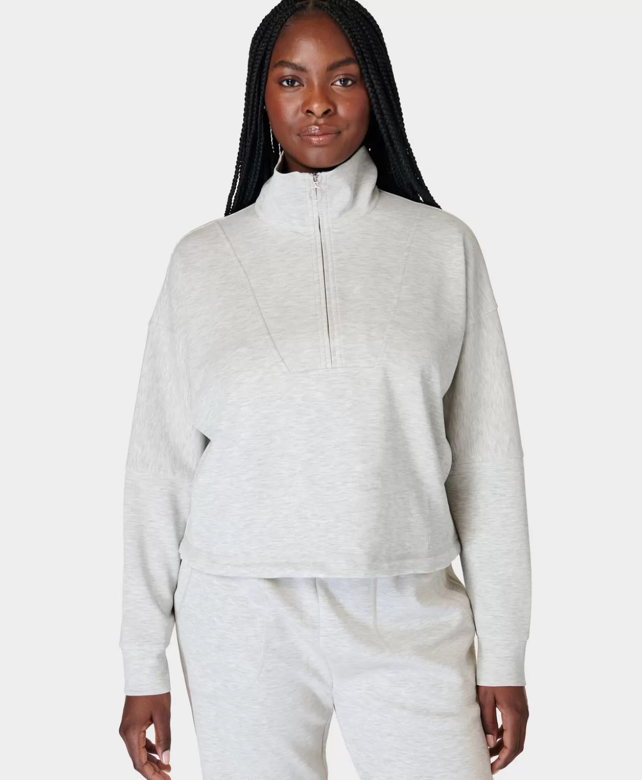 Sweaty Betty Sand Wash Funnel Neck Half Zip- Sweatshirts + Hoodies