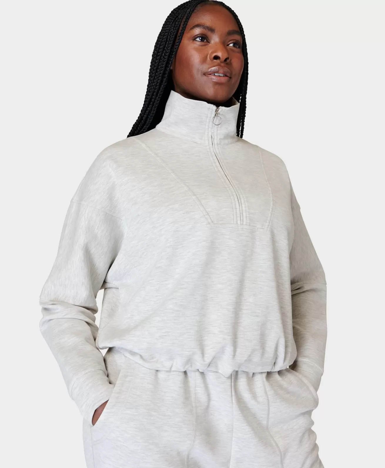 Sweaty Betty Sand Wash Funnel Neck Half Zip- Sweatshirts + Hoodies